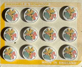 12 Whimsical Dutch Dancers Made in England 1.8cm Buttons