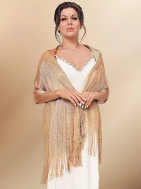 2025 Women's Festive Gold Fringes Scarves for Evening Shawl