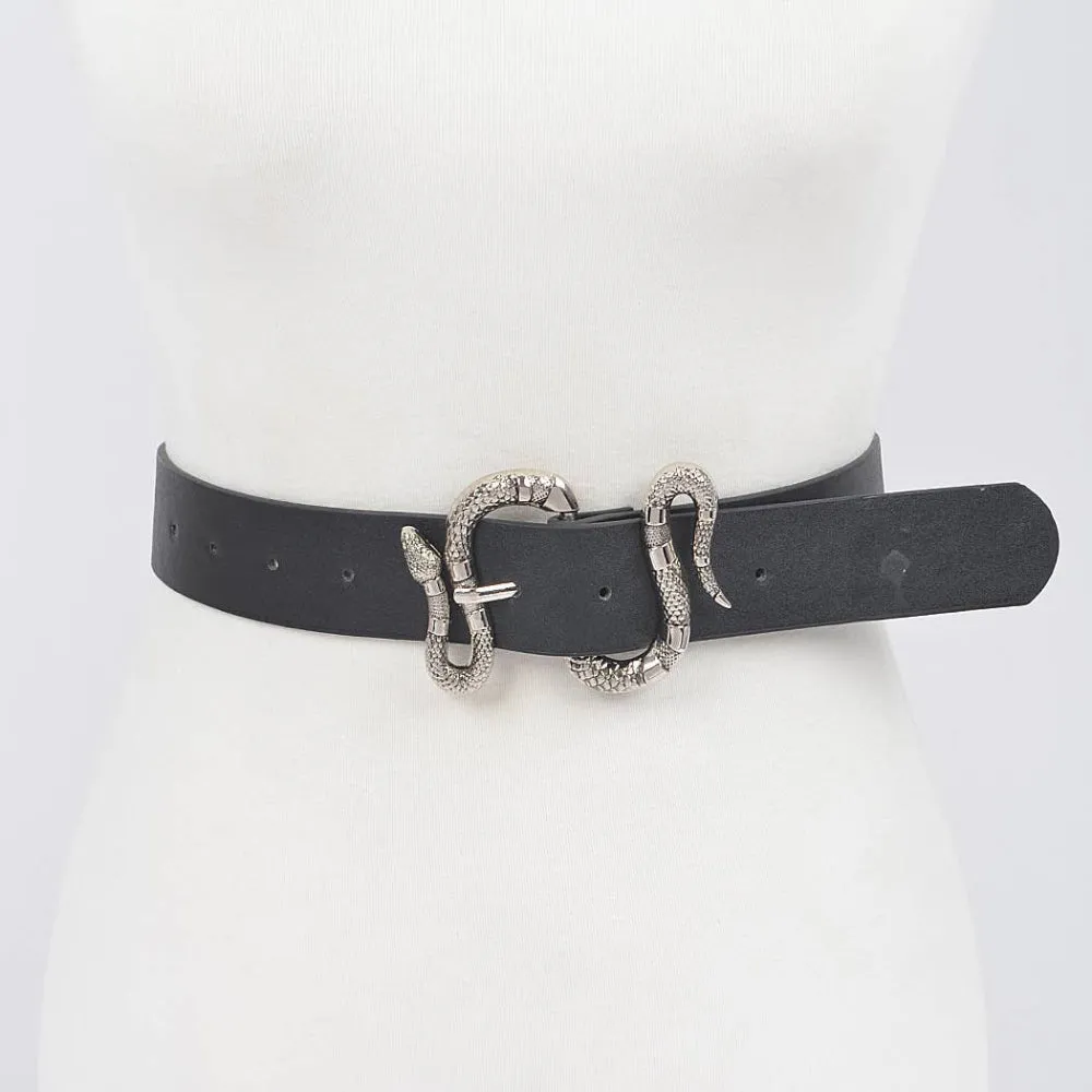Black Belt with Snake Buckle