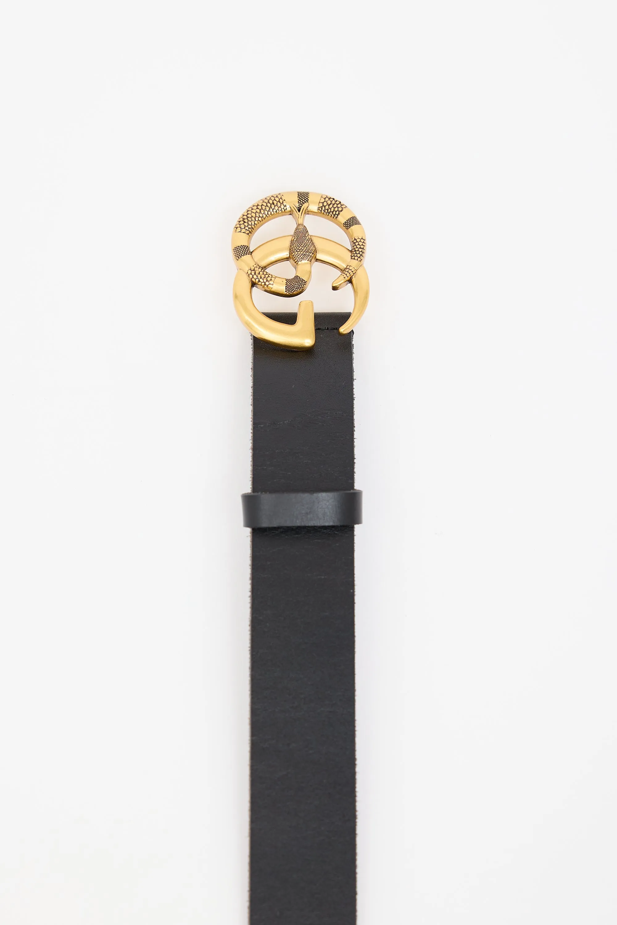 Black Leather Textured GG Marmont Belt