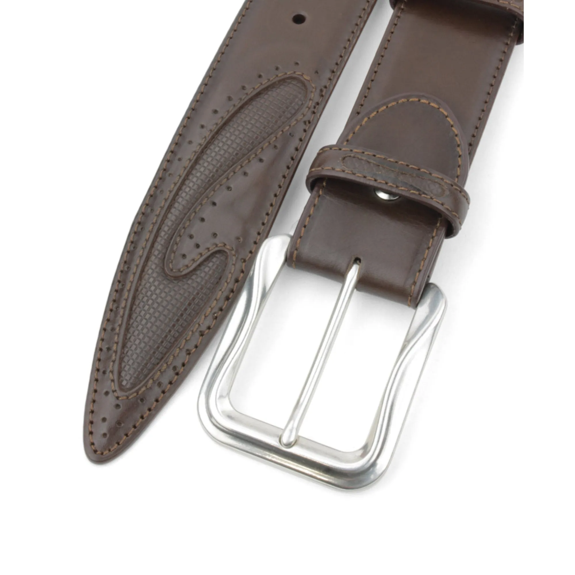 Deep Choc 'Silverado' Burnished Scallop Prong Belt
