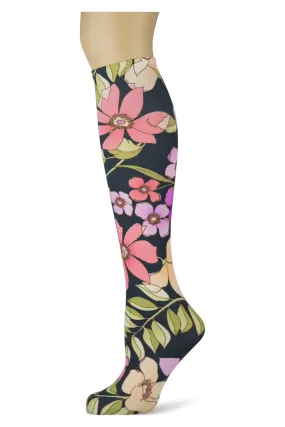 Embraceable Floral Opaque Knee Highs (Women's)