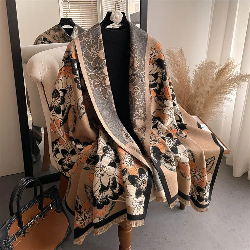 Floral Print Winter Scarf