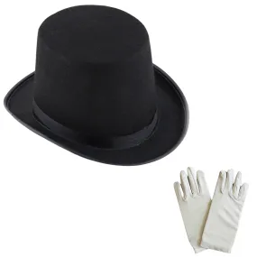 Magician Top Hat   Gloves Set Costume Party Dress Up Magic Halloween Ringmaster