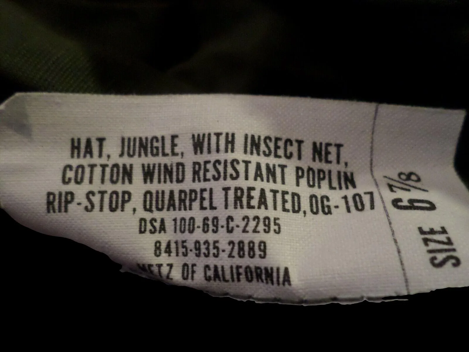 MILITARY VIETNAM BOONIE RIP-STOP JUNGLE HAT WITH NET OD GREEN 1969 NEW UNISSUED