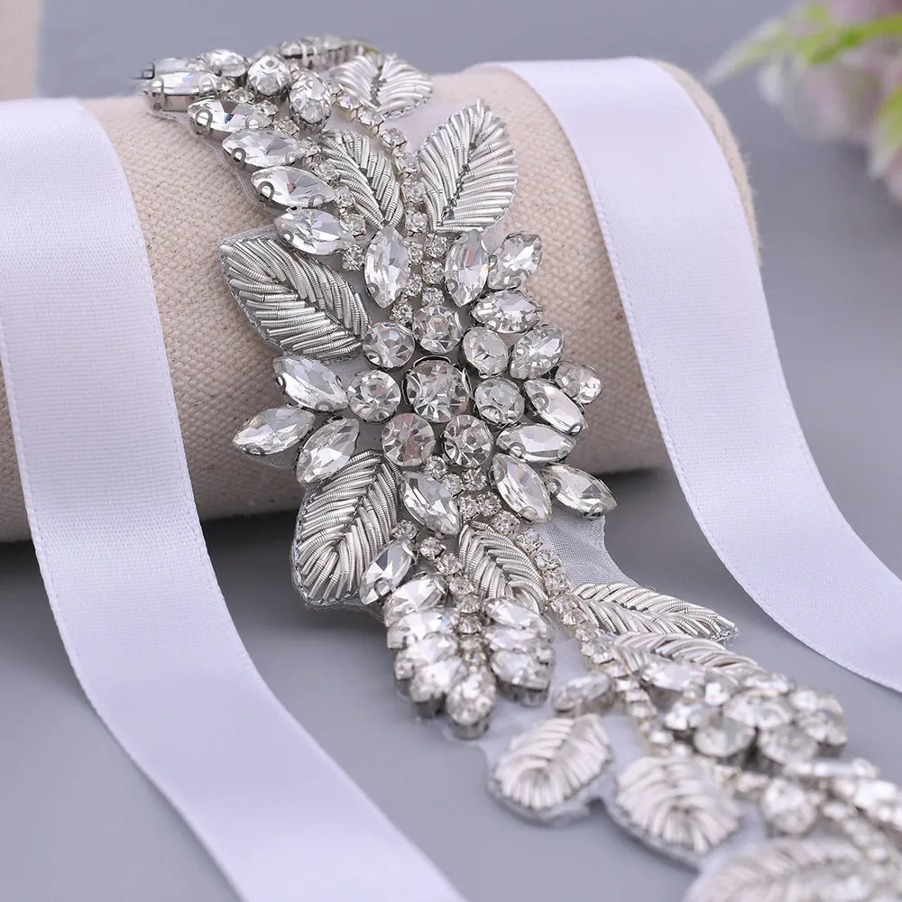 rhinestones silver-plated jewelry line Leaf bridal belt