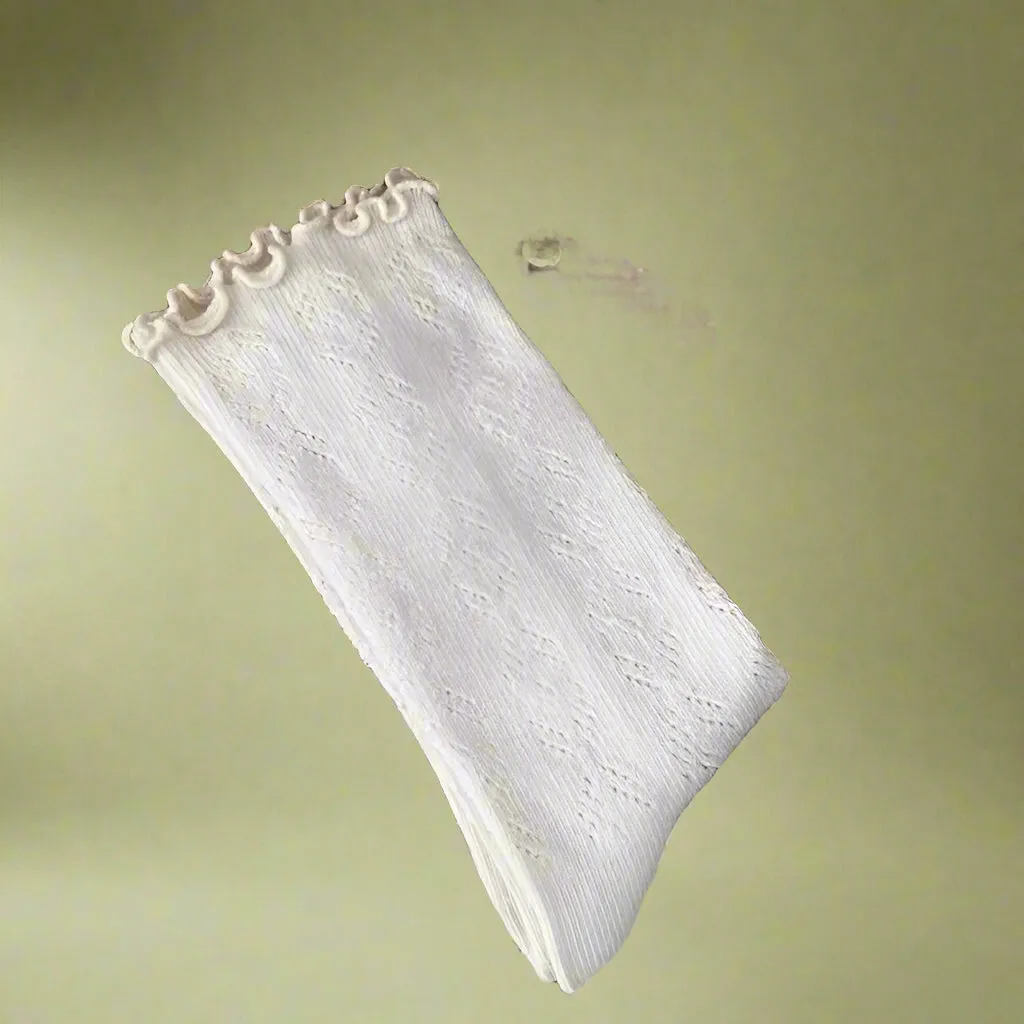 Vintage Eyelet Patterned Crew Socks