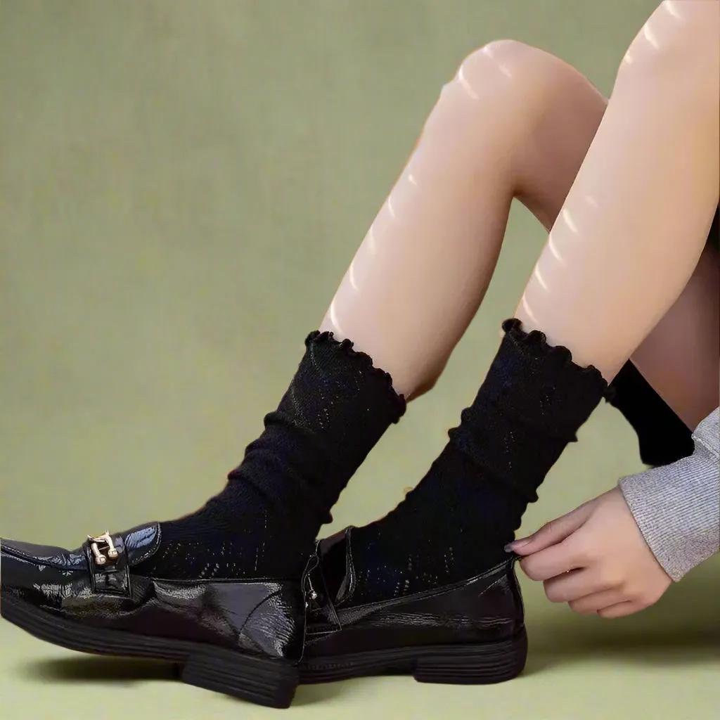 Vintage Eyelet Patterned Crew Socks